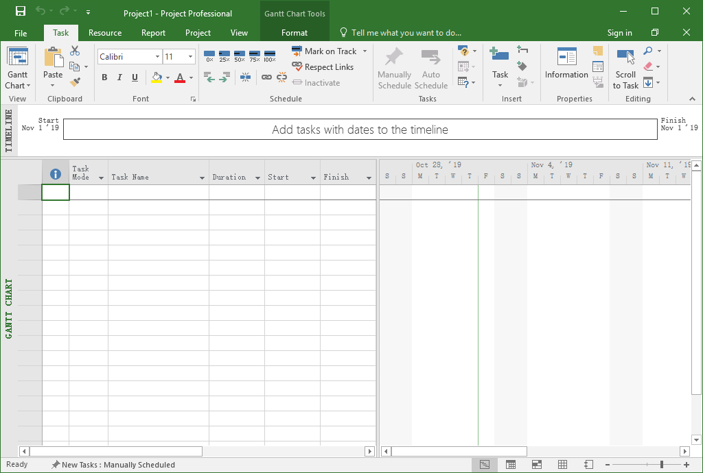 gantt chart blank space at bottom ms project