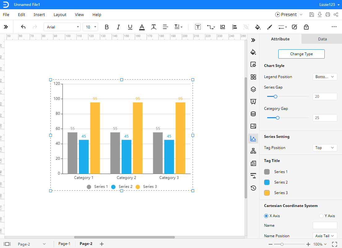 insert an example chart in EdrawMax