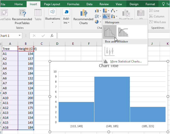 making a histogram in excel