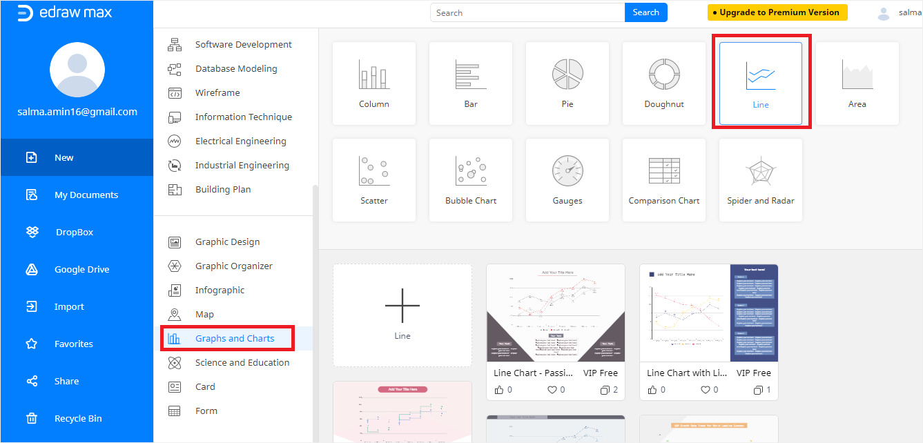 edrawmax graphique linéaire