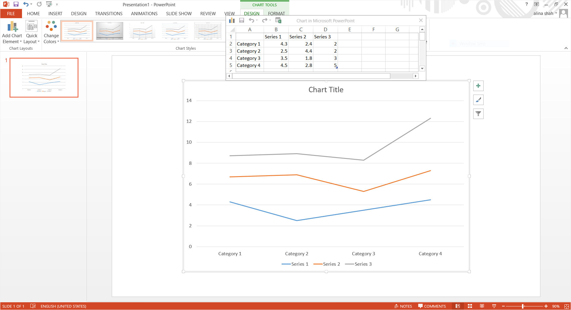 ppt insert line graph