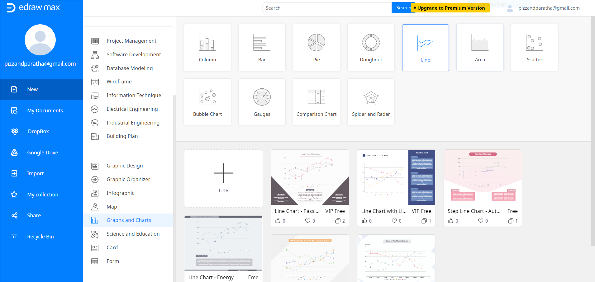 edrawmax graphique linéaire