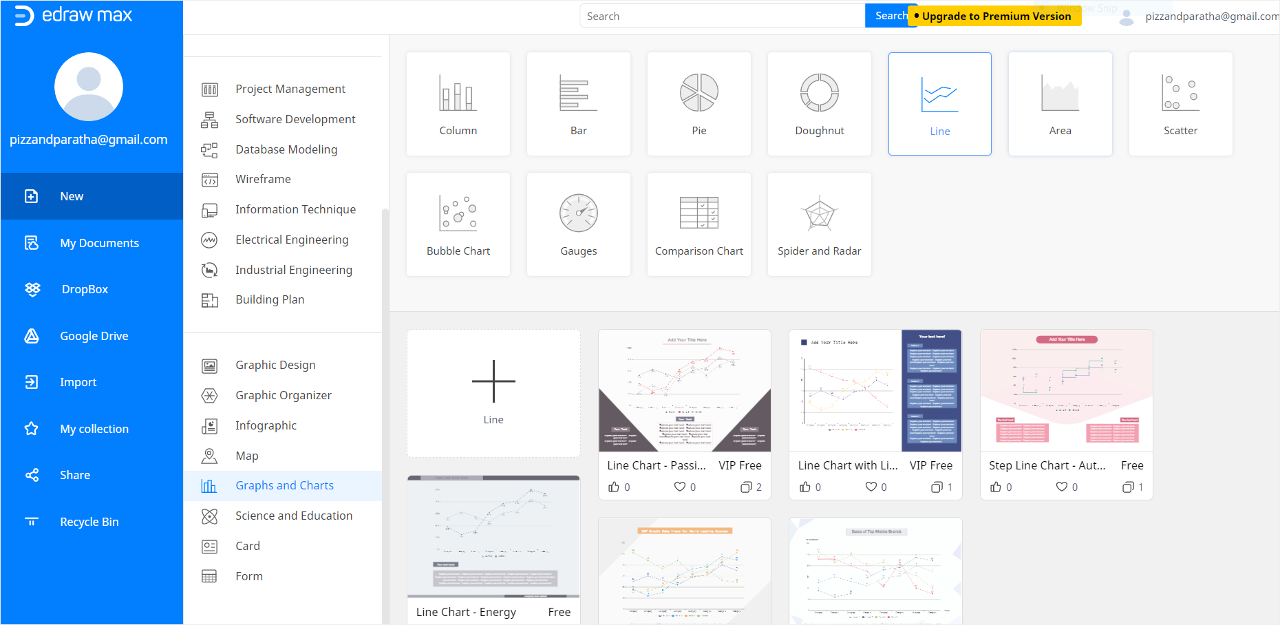 edrawmax graphique linéaire