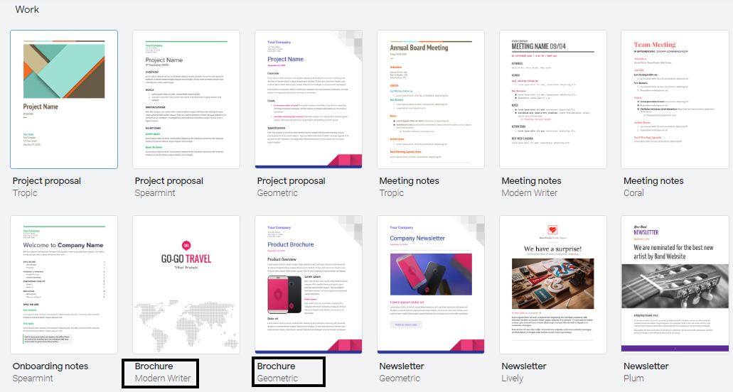 modèles de brochures google docs