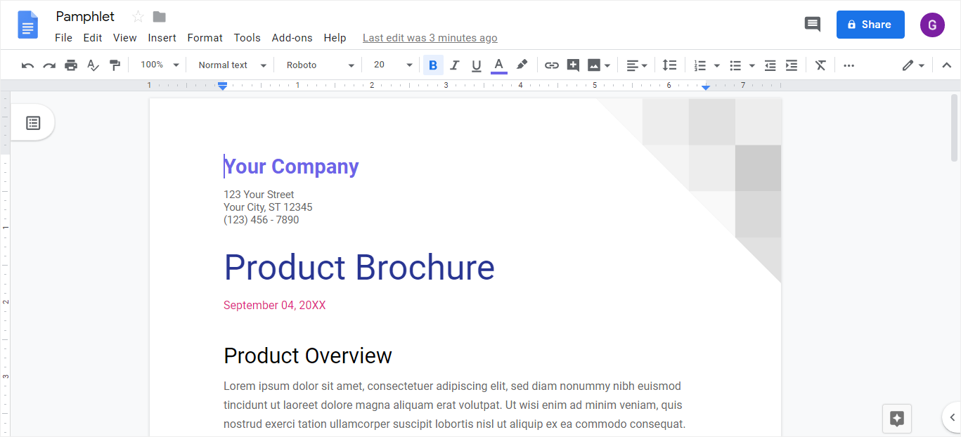 How to Make a Pamphlet on Google Docs  EdrawMax Online Inside Google Drive Brochure Templates