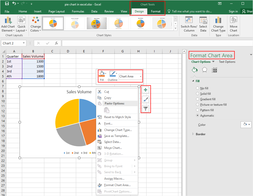 create pie chart in excel