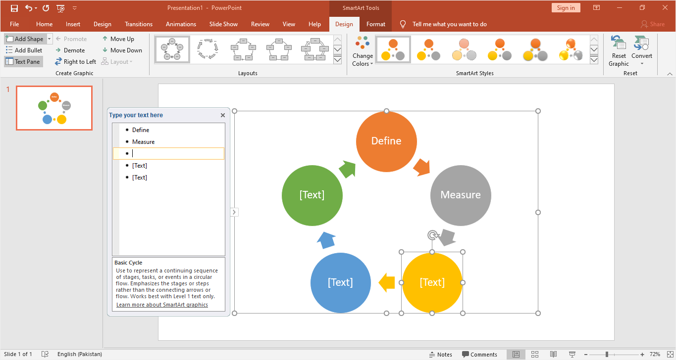 how to make a six sigma chart in PowerPoint