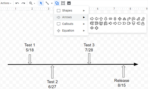 add arrows as the connectors in Google Docs