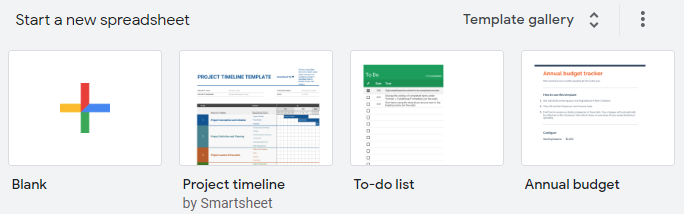 encontrar la plantilla de la línea de tiempo en Google Sheets