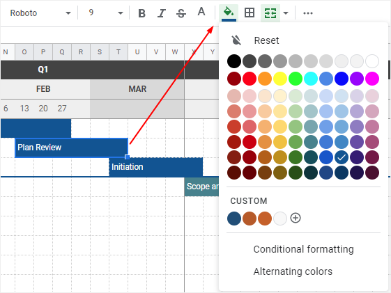 google sheet history timeline template