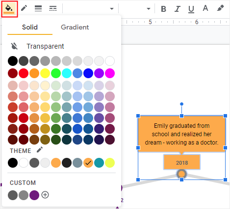 change the fill color on the timeline