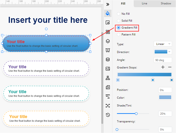 Option Remplissage dégradé sur EdrawMax