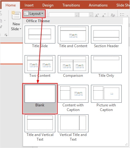 choose Blank layout