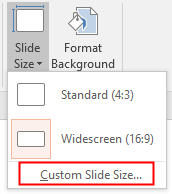 Custom Slide Size option in PowerPoint