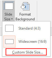 Option de taille de diapositive personnalisée dans PowerPoint