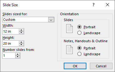 set up slide size for infographic