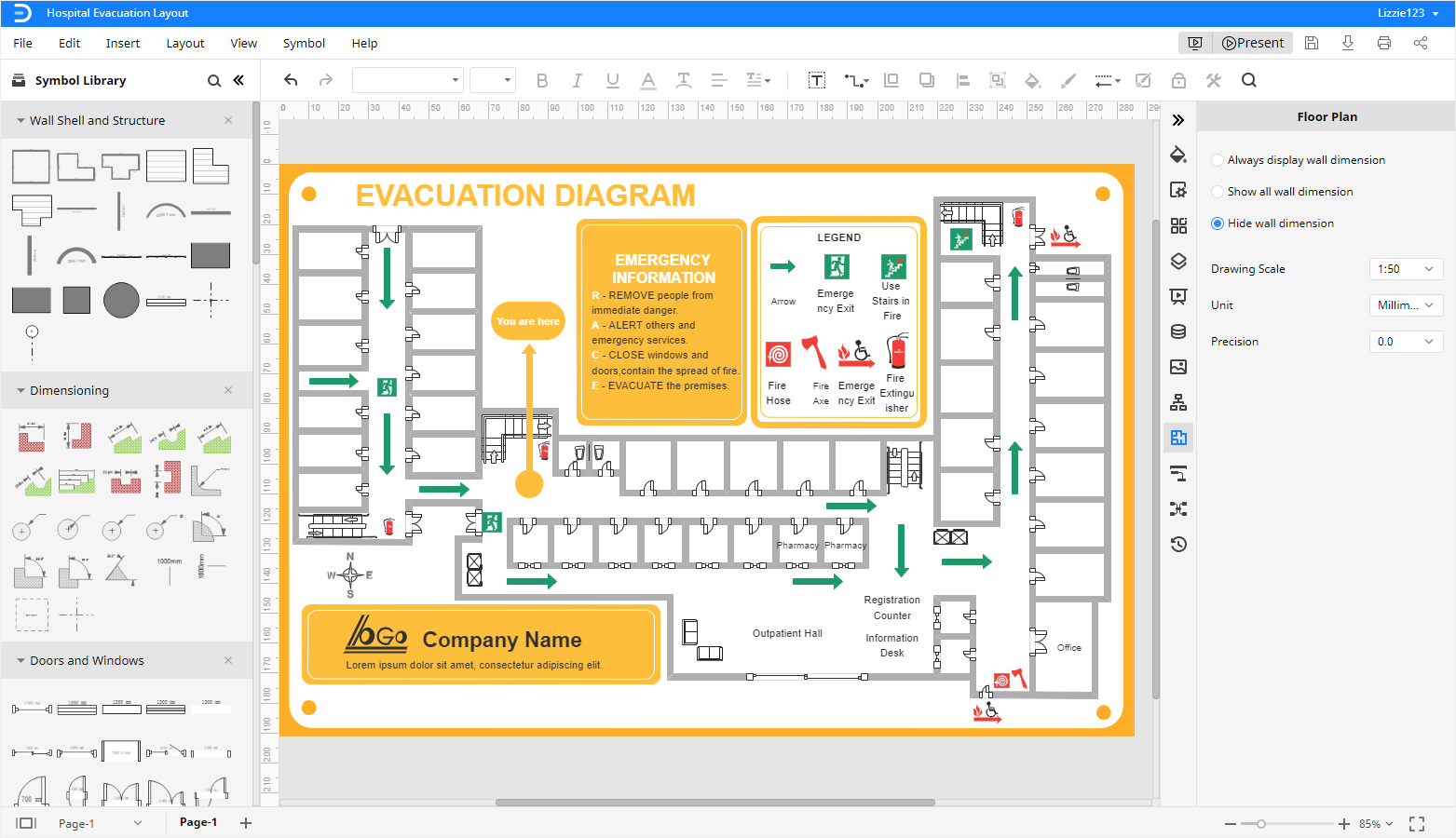 hospital evacuation layout