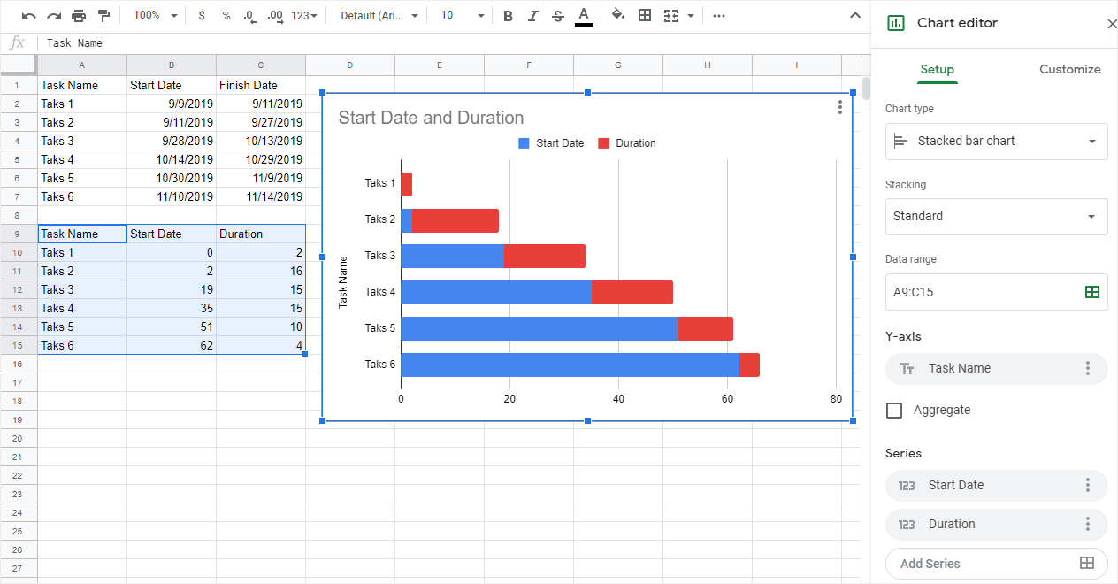 insert stacked bar graph