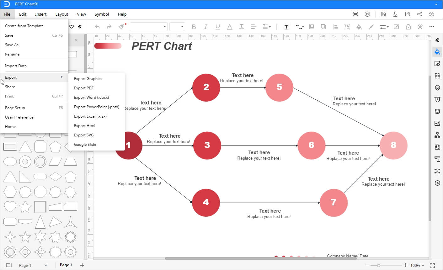 save PERT Chart