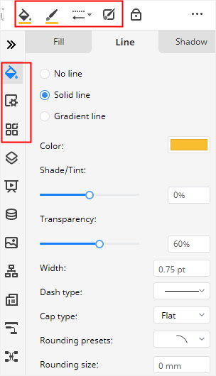 strumenti di formattazione di edrawmax