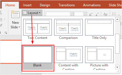 select blank layout