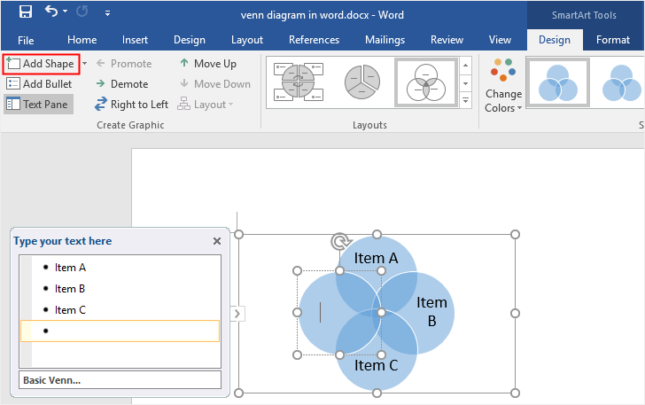 how to make a circle in word