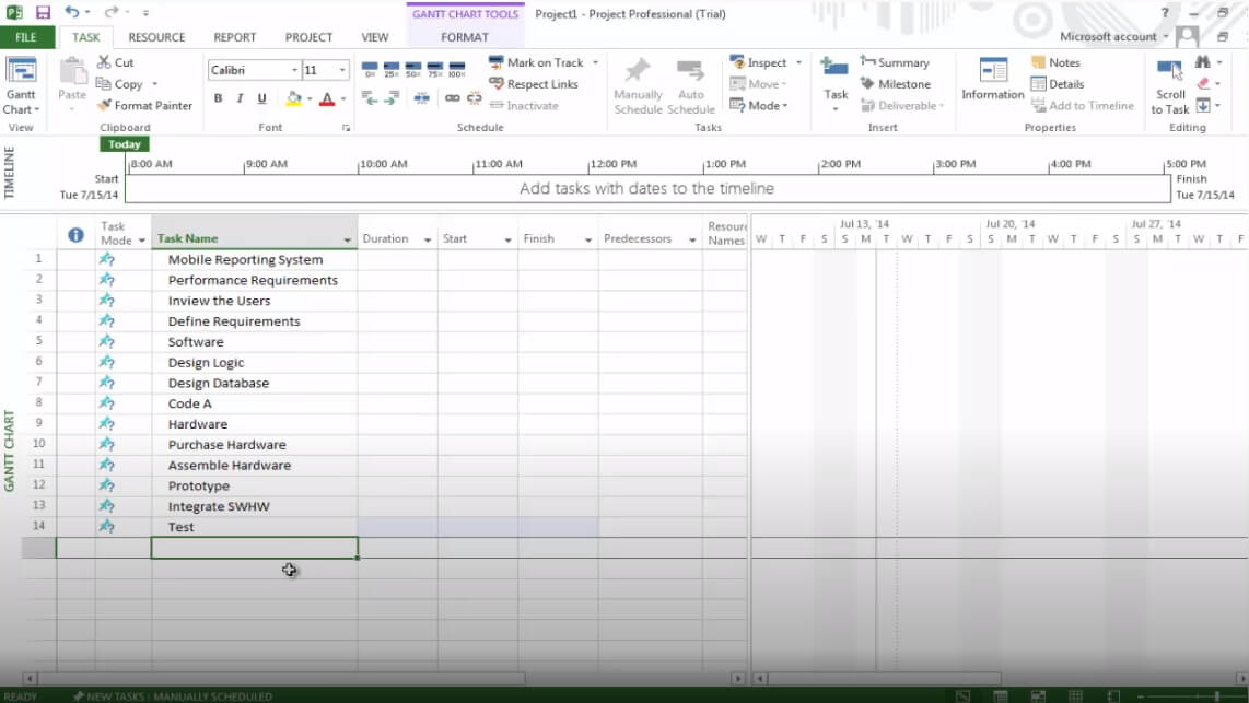 ms project work breakdown structure