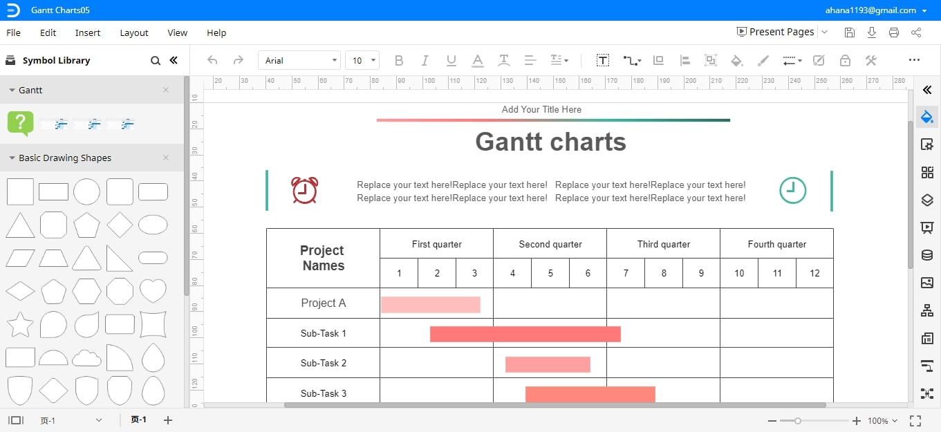 Diagrama de Gantt con plantillas