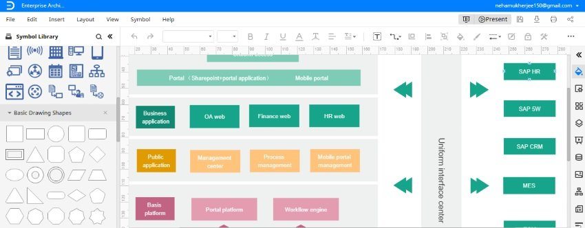 diagrama de arquitectura empresarial Edraw max online