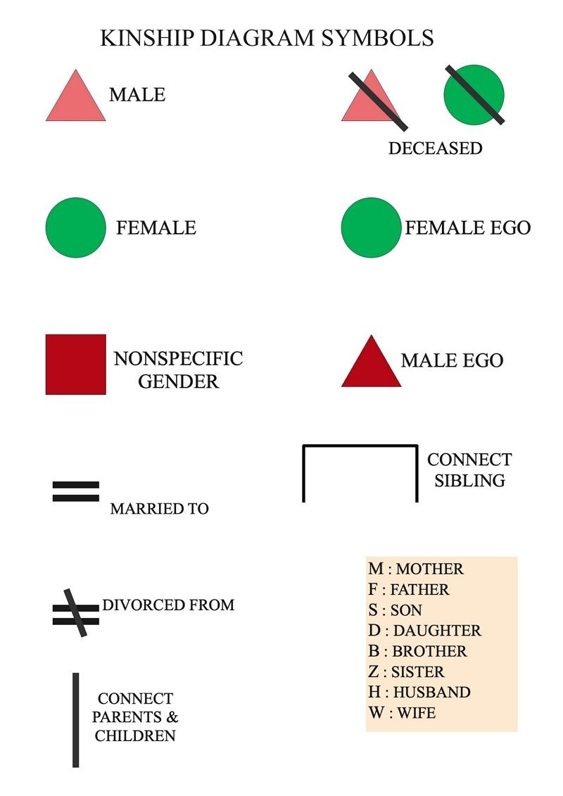 símbolos del gráfico de parentesco