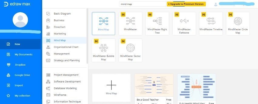 interfaz del creador de mapas mentales