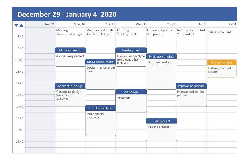 calendrier du projetr