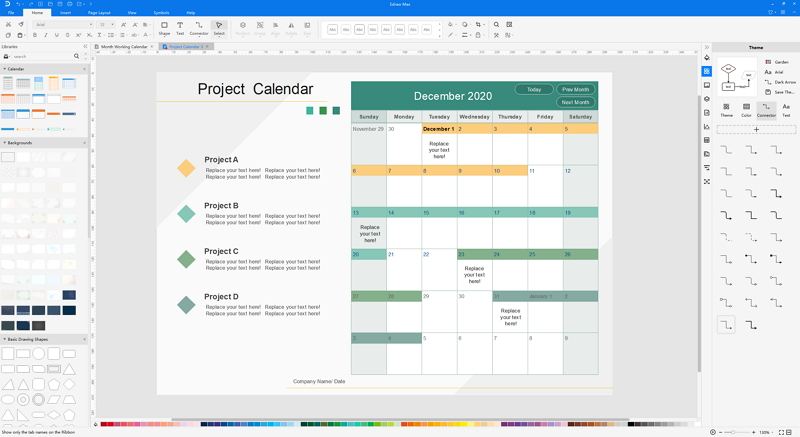 how to create project calendar