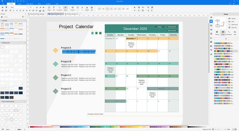 how to create project calendar