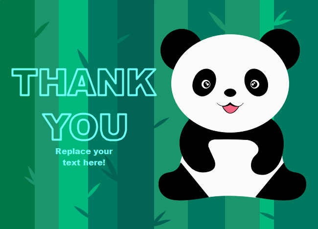 tarjeta de agradecimiento de panda
