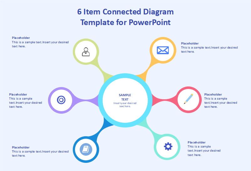 6 Item Spoke Diagram Template for PowerPoint